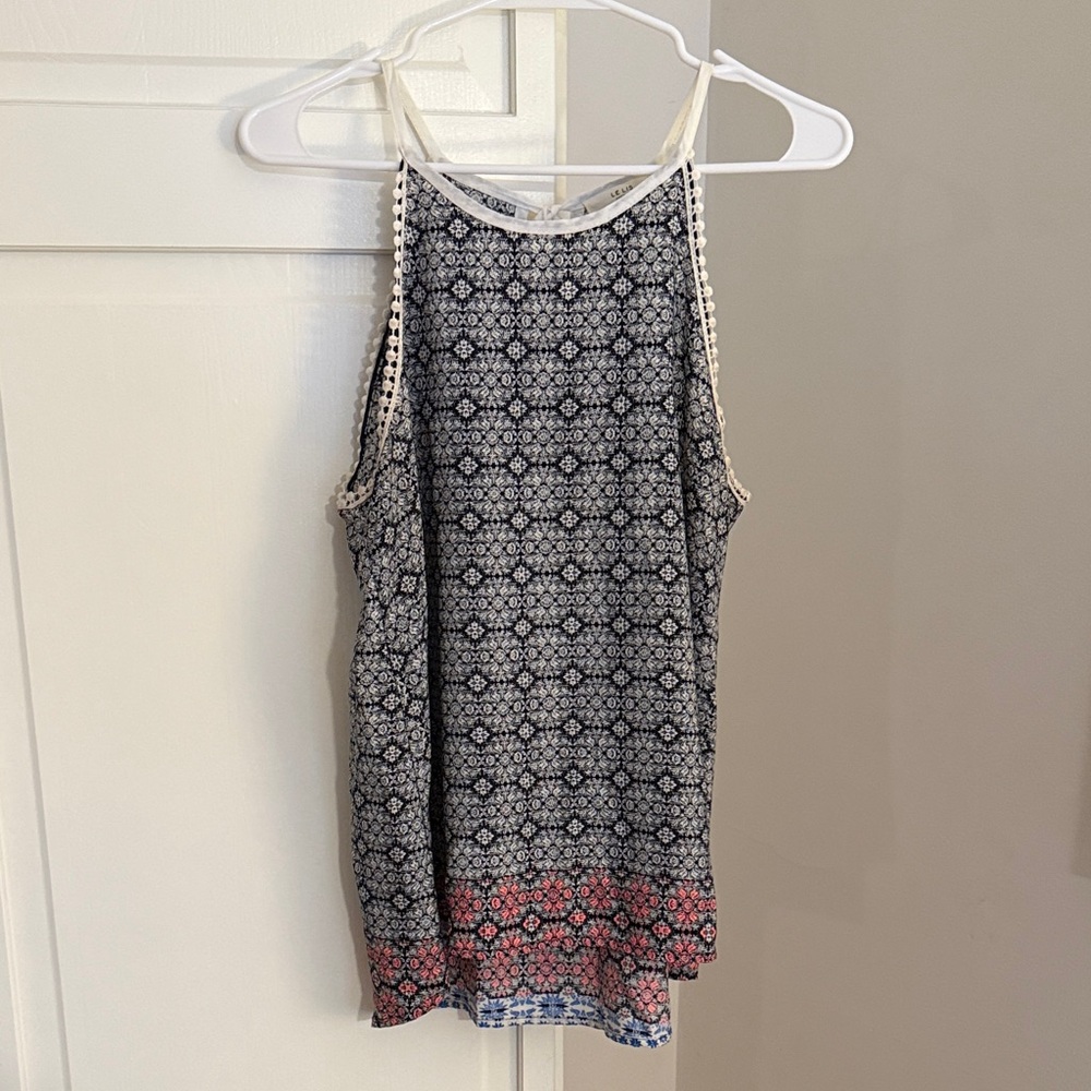 Le Lis Navy and Coral Patterned Camisole